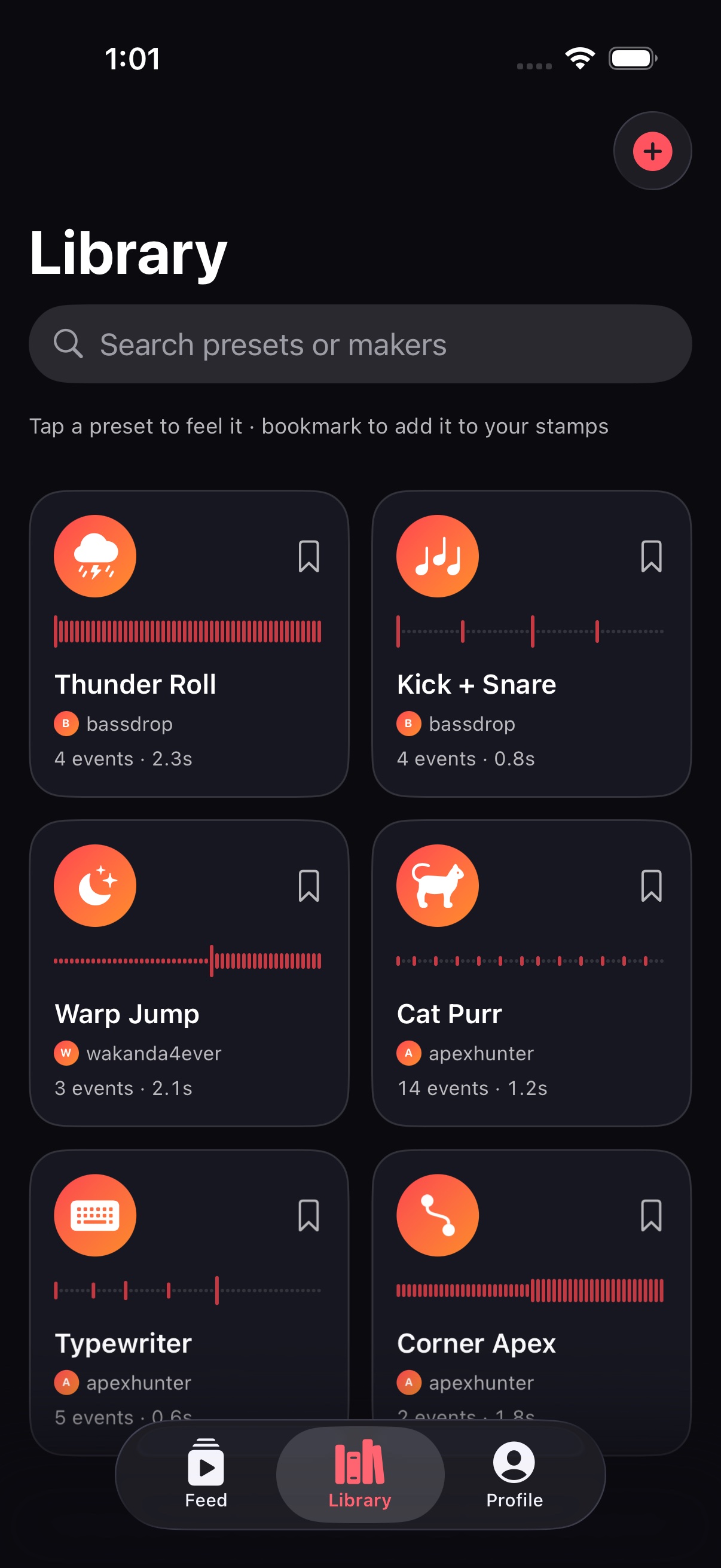 Community haptic preset library